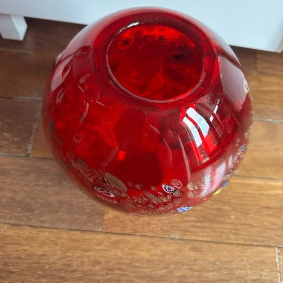 Red and Multi Color Art Glass Vase new - Picture 2 of 7